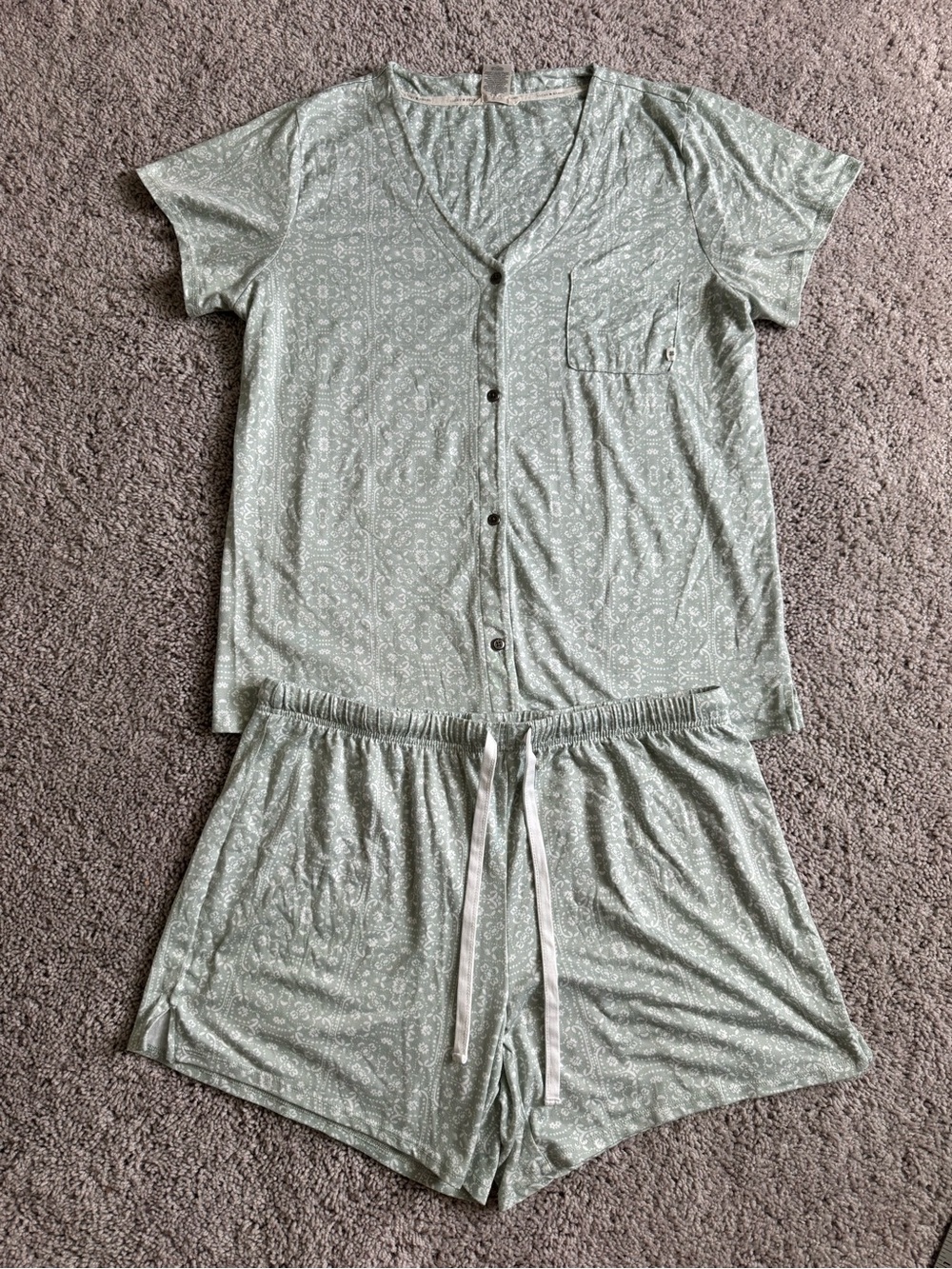Lucky Brand Floral Pajama Set Mint Blue Size Large
